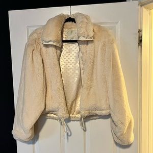Anthropologie Soft faux Fur Cream Jacket